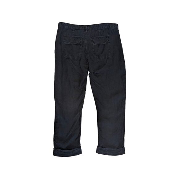FRAME Le Beau Cropped Linen Pants Utility Black Washed Noir High Rise Medium - Picture 4 of 6